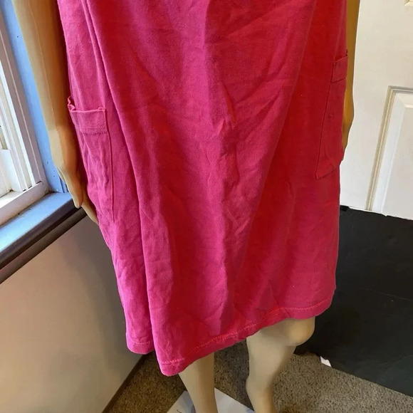 VTG A.J. Apparel Orlando Florida Hot Pink Tie Shoulder Midi Dress Beachy OSFM - Picture 8 of 10